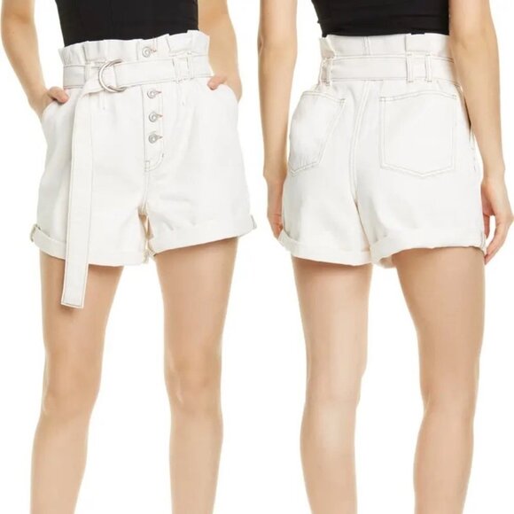 Nwt Revolve Free People Cindy Utility Shorts Ecru‎ Size 8 New With Tags Paperbag - Picture 6 of 8